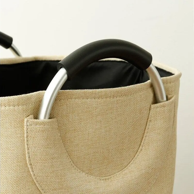 Aluminum Alloy Handle Clothes Storage Bucket Folding Basket Dirty Sorter Laundry Large