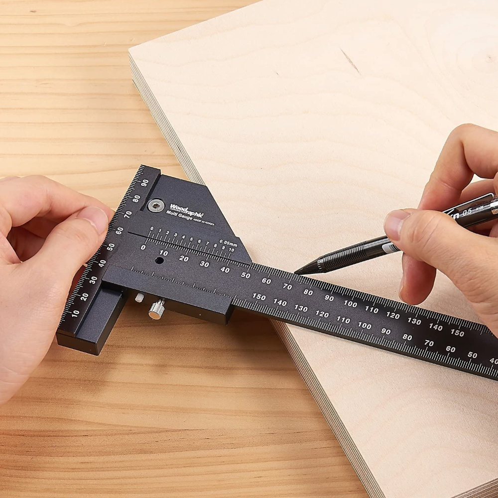 Aluminum Alloy Scale Metric Measure Scribing Ruler Woodworking Marking Tool