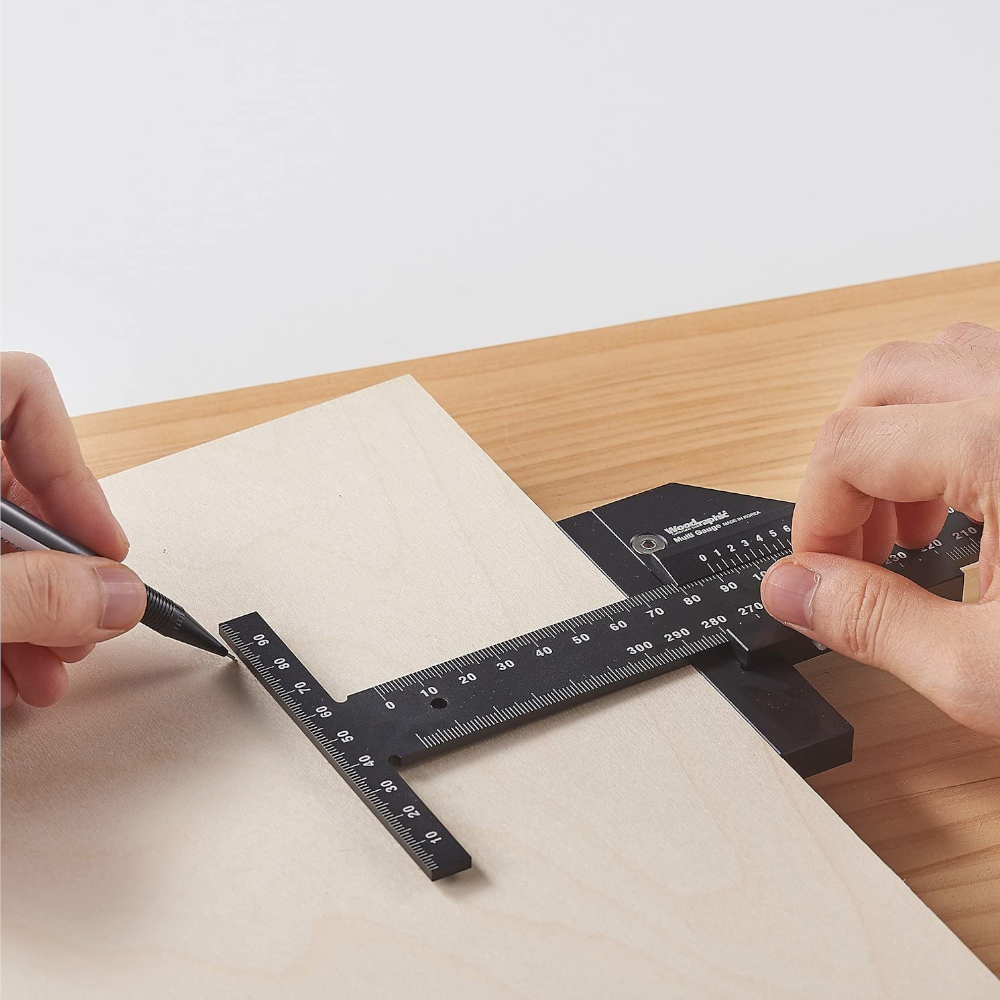 Aluminum Alloy Scale Metric Measure Scribing Ruler Woodworking Marking Tool