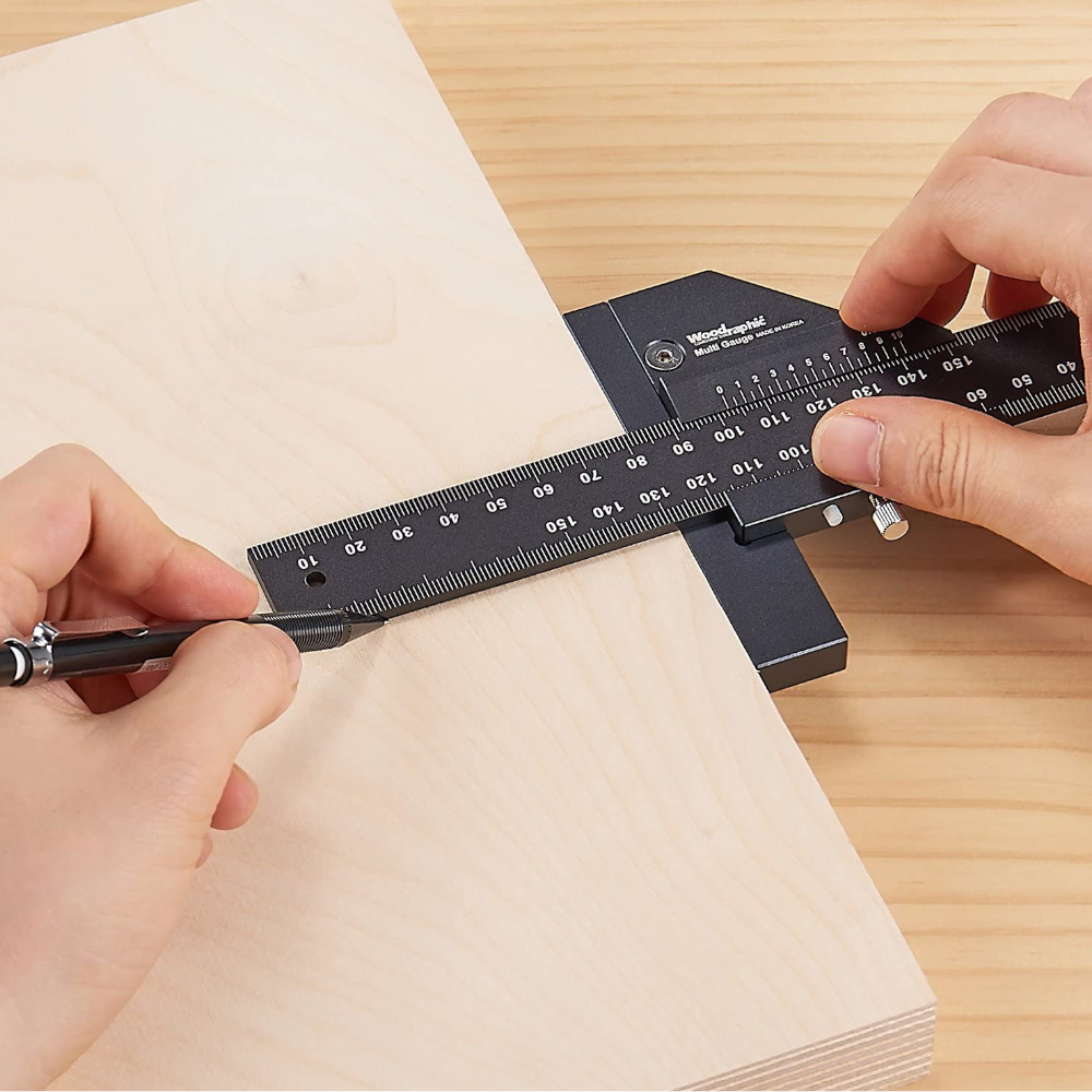 Aluminum Alloy Scale Metric Measure Scribing Ruler Woodworking Marking Tool