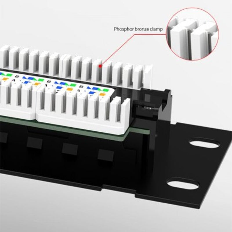 12 Port Utp Mini Patch Panel With Wallmount Bracket Included Black Cat5