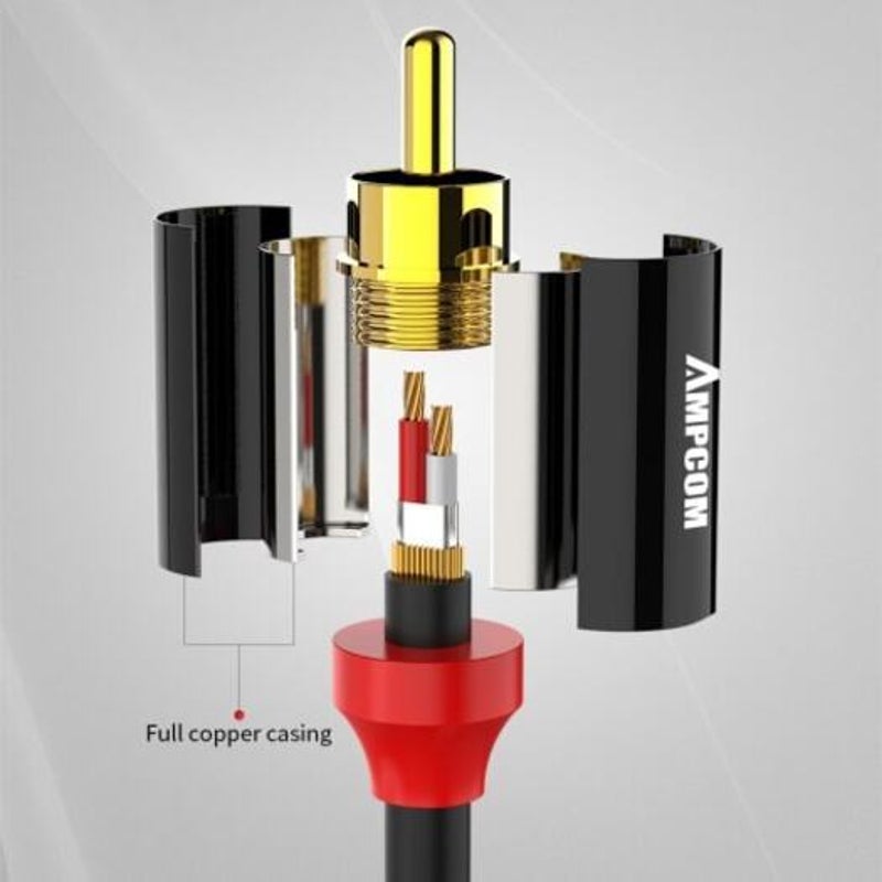 2Rca To Male Gold Plated Copper Core For Home Stereo Receiver 1M