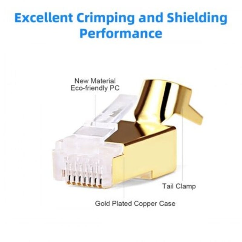 Cat7 Shielded 50U Gold Platedrj45 Modular Plug Rj Connector For Ethernet Cable Pcs