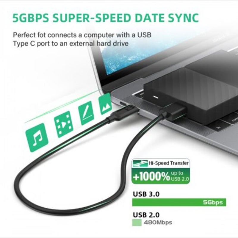 Usb C To Micro B Cable Type 3.0 Charger Date 0.3M Black