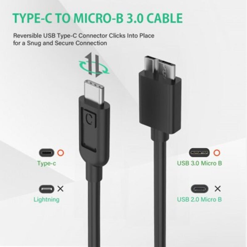 Usb C To Micro B Cable Type 3.0 Charger Date 0.3M Black