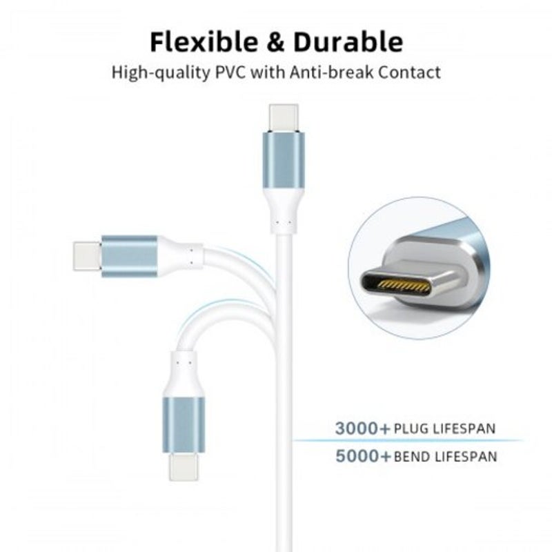 Usb C To 3.1 Gen 2 10Gbps 100W 4K Video Data Transfer Fast Charging Type Cable 0.5M White