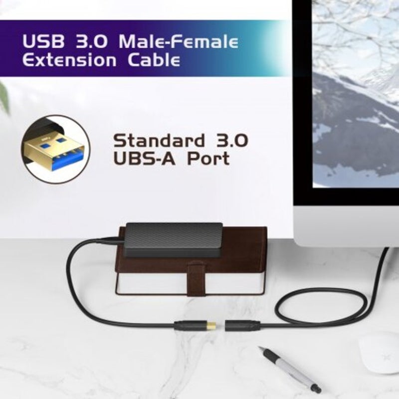 Usb To Extension Cable 3.0 5Gbps Male Female Adapter Cord 1M Black