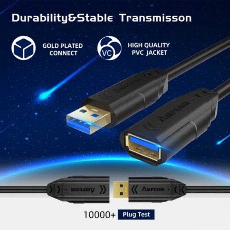 Usb To Extension Cable 3.0 5Gbps Male Female Adapter Cord 1M Black