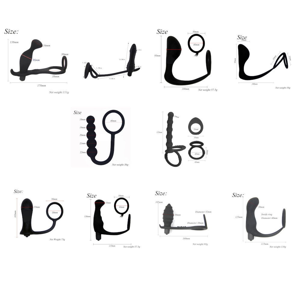 Anal Vibrator Cock Ring Testicle Male Prostate Massager