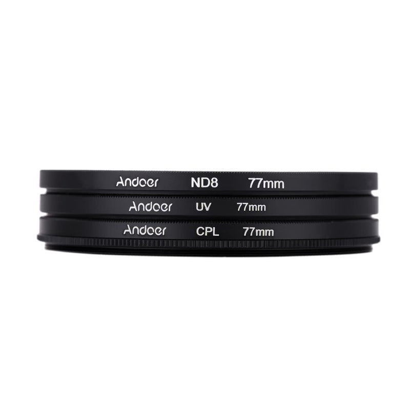 77Mm Uvcplnd8 Circular Filter Kit Polarizer Nd8 Neutral Density With Bag For Nikon Canon Pentax Sony Dslr Camera