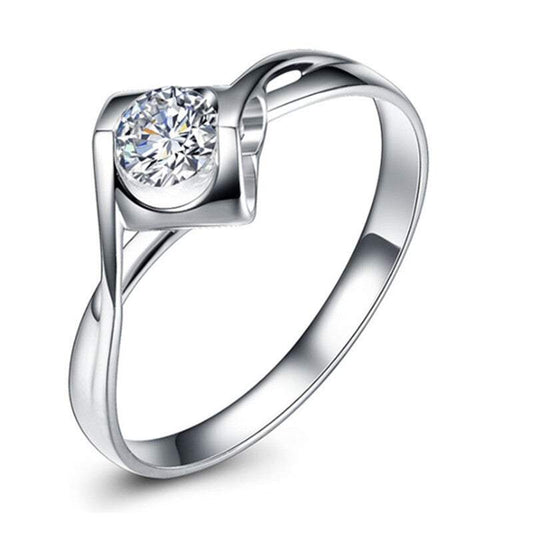 Veile Studios Silver Rings Angle Kiss Micro Paved Simulated Moissanite Diamond