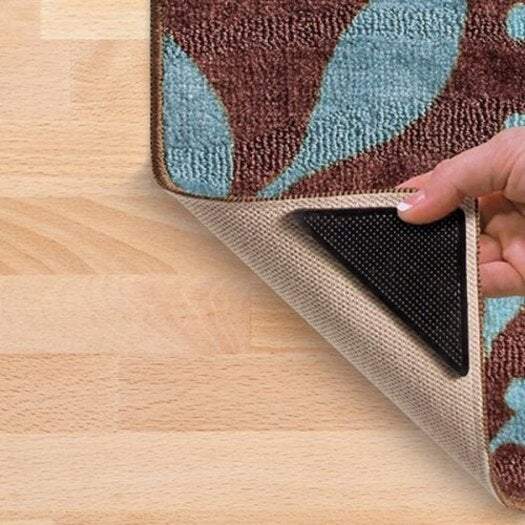 Rug Pads Anti Slip Patch Reusable Floor Carpet Mat Gripper 5Pcs Black