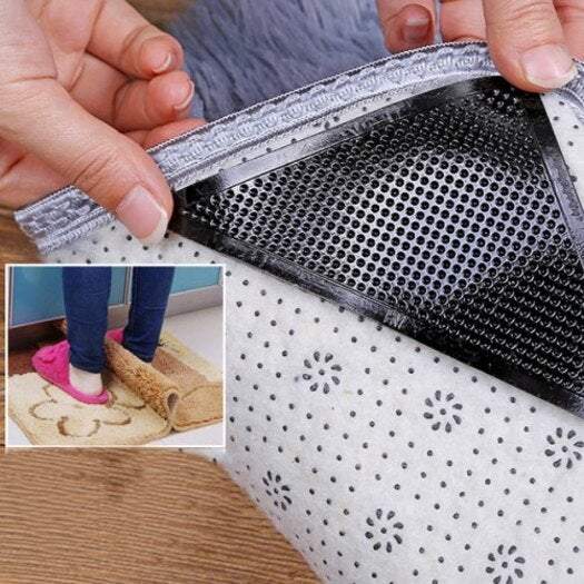Rug Pads Anti Slip Patch Reusable Floor Carpet Mat Gripper 5Pcs Black