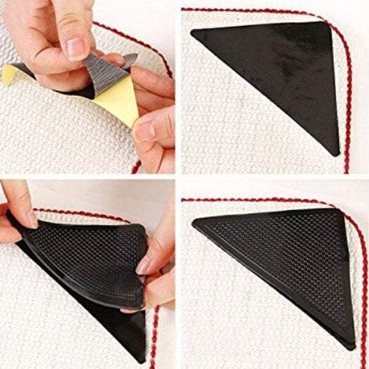 Rug Pads Anti Slip Patch Reusable Floor Carpet Mat Gripper 5Pcs Black