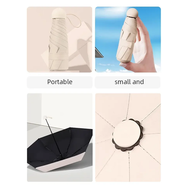 New Anti-Uv Enlarged Dual-Purpose Sun Umbrella Small Sunscreen Black Rubber Parasol Parag Mini Capsule