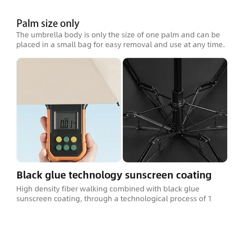 New Anti-Uv Enlarged Dual-Purpose Sun Umbrella Small Sunscreen Black Rubber Parasol Parag Mini Capsule