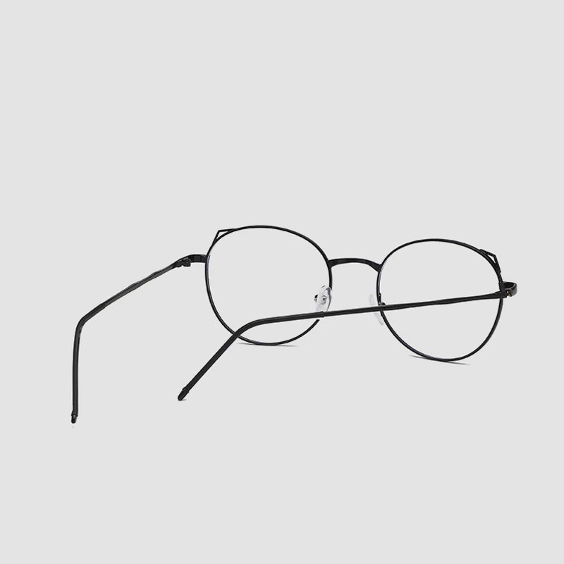 Anti Blue Light Ray Glasses Cat Ear Metal Frame Men Women Black