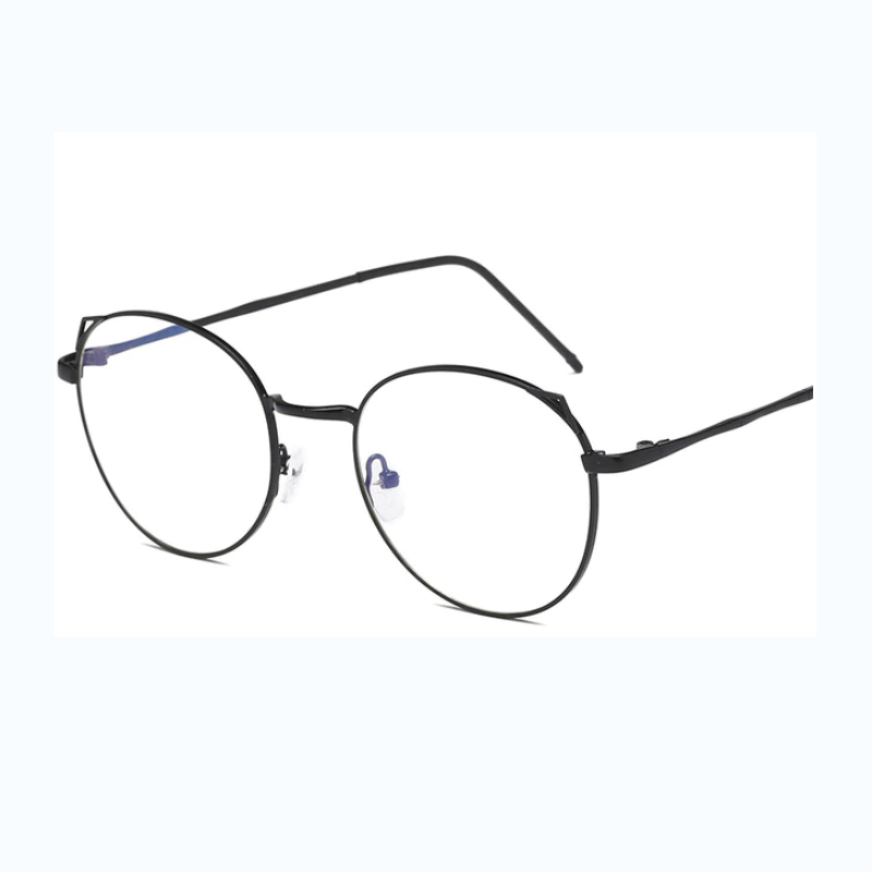 Anti Blue Light Ray Glasses Cat Ear Metal Frame Men Women Black