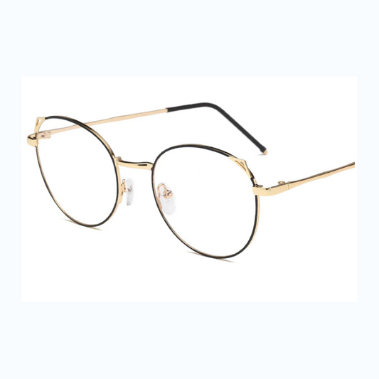 Anti Blue Light Ray Glasses Cat Ear Metal Frame Men Women Gold-Black