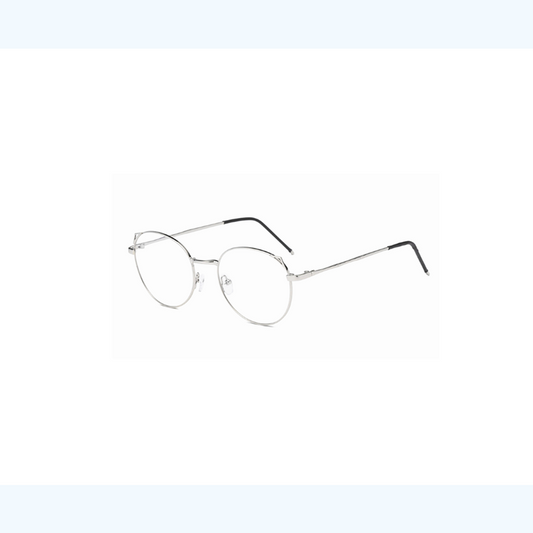 Anti Blue Light Ray Glasses Cat Ear Metal Frame Men Women Silver