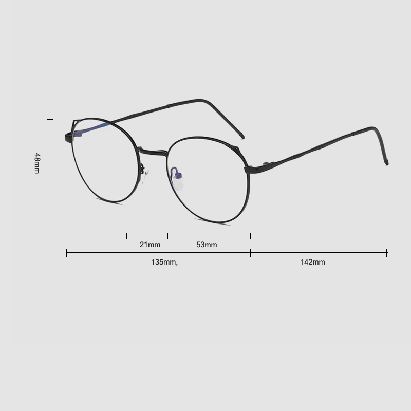 Anti Blue Light Ray Glasses Cat Ear Metal Frame Men Women Black