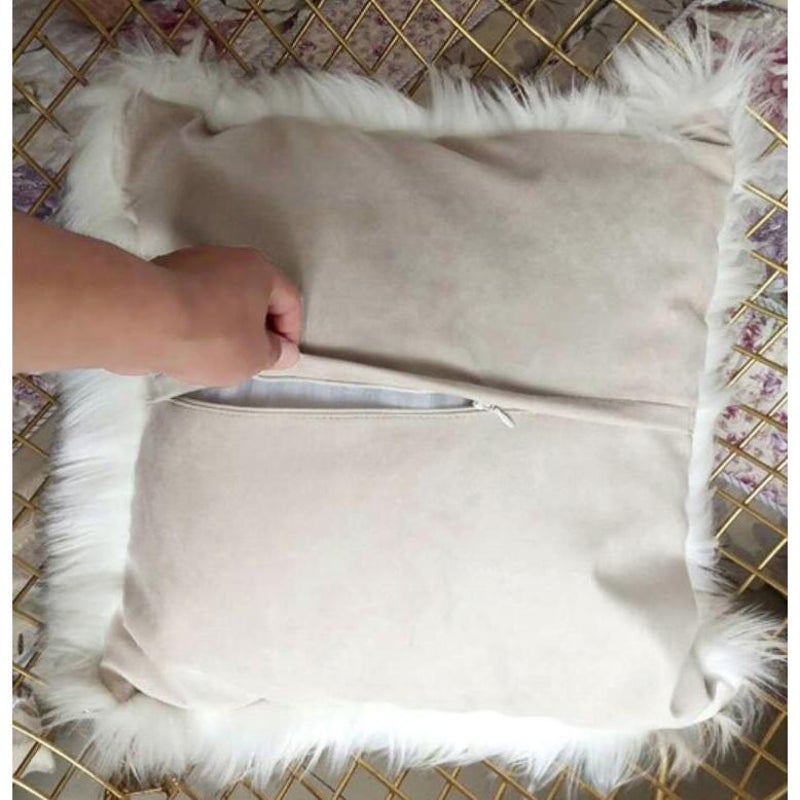 Artificial Wool Fur Soft Plush Pillowcase Cushion Cover Dijon Yellow