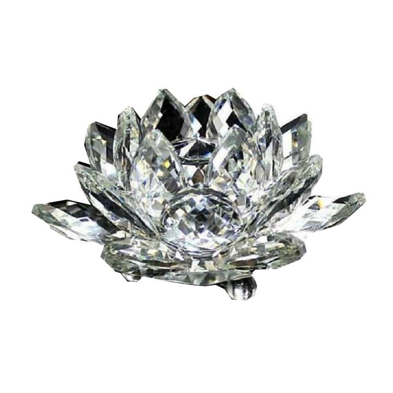 Artificial Crystal Lotus Buddhism Ornament Feng Shui Home Decor Collection Gift