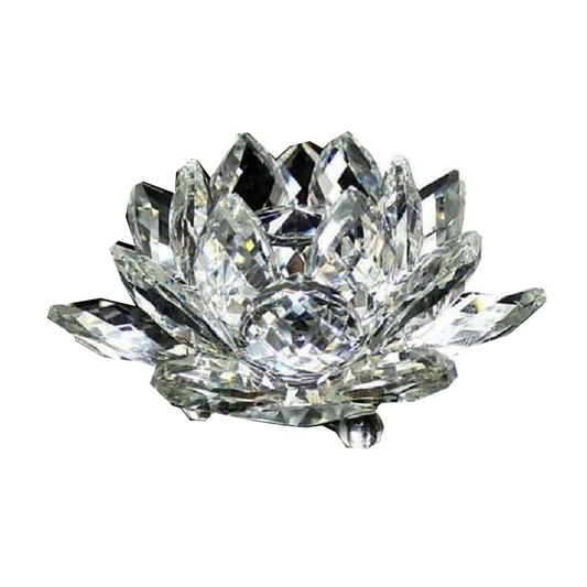 Artificial Crystal Lotus Buddhism Ornament Feng Shui Home Decor Collection Gift