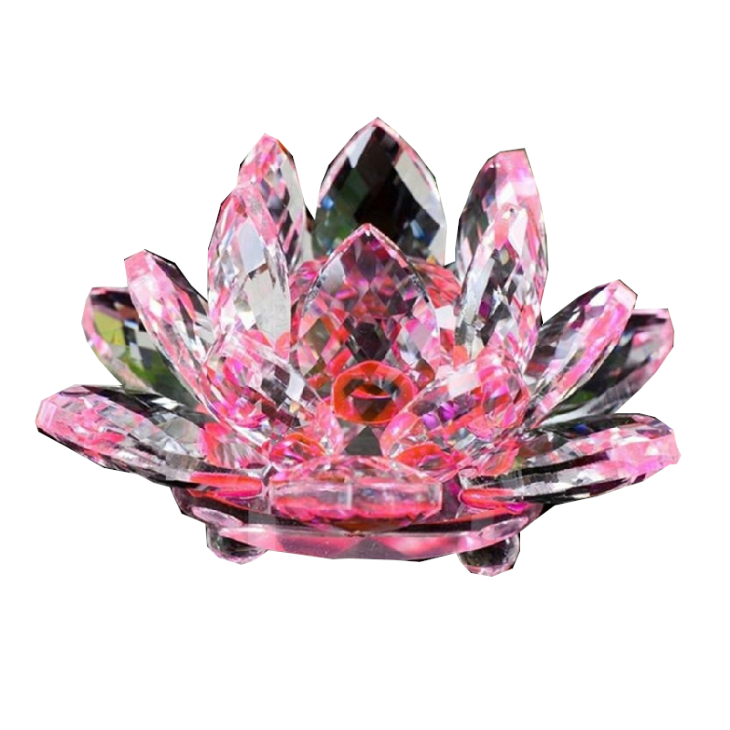 Artificial Crystal Lotus Buddhism Ornament Feng Shui Home Decor Collection Gift