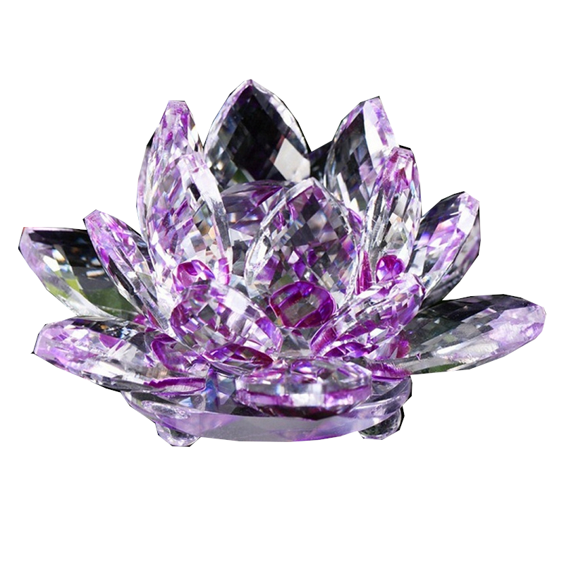 Artificial Crystal Lotus Buddhism Ornament Feng Shui Home Decor Collection Gift