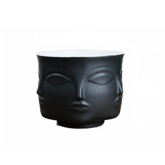 Artistic Human Face Pattern Home Decoration Plants Flower Pot Container Planter-Golden