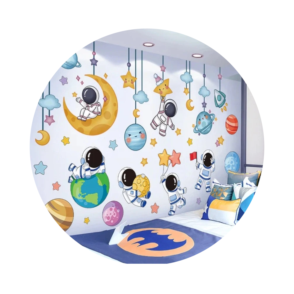 Astronauts Wall Stickers Vinyl Diy Stars Planets Decals For Kids Rooms Baby Bedroom Children Nursery Home Decoration
