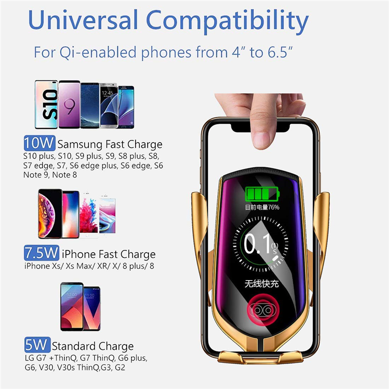 Automatic Clamping 10W Car Wireless Charger Air Vent Phone Holder Charging Stand