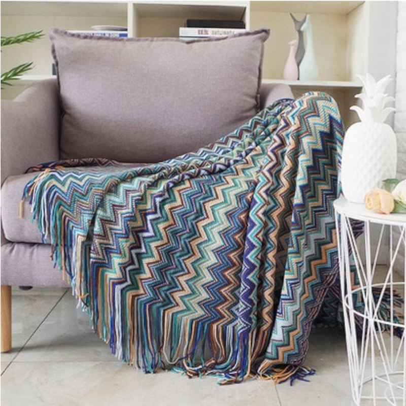 Aztec Boho Tassel Fringe Throw Blanket Couch Cover Home Decor