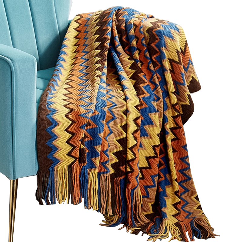 Aztec Boho Tassel Fringe Throw Blanket Couch Cover Home Decor