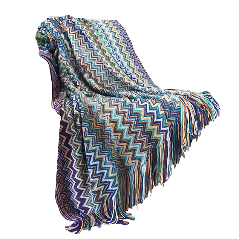 Aztec Boho Tassel Fringe Throw Blanket Couch Cover Home Decor