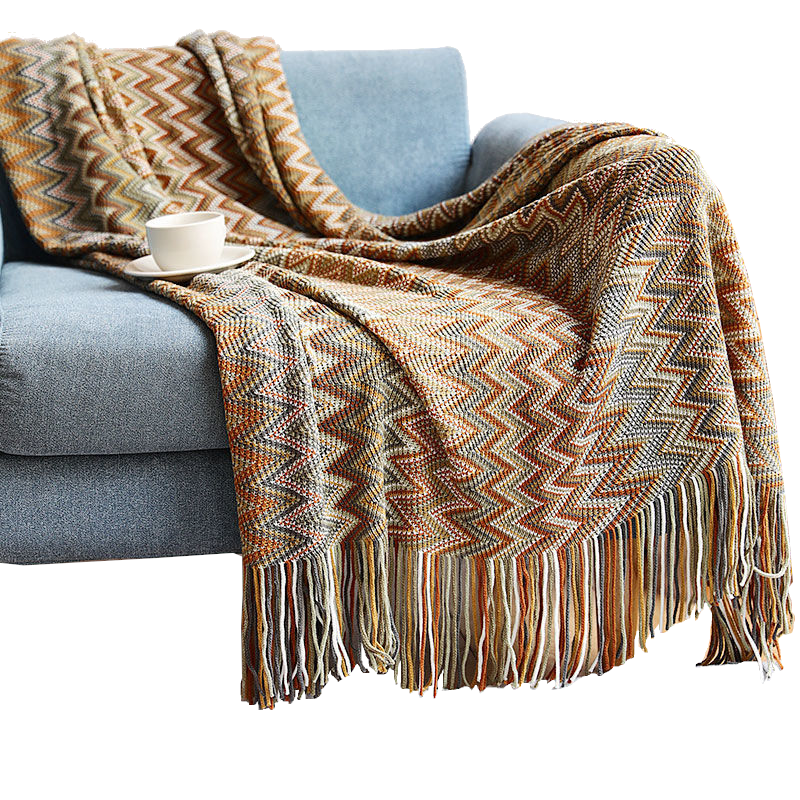 Aztec Boho Tassel Fringe Throw Blanket Couch Cover Home Decor