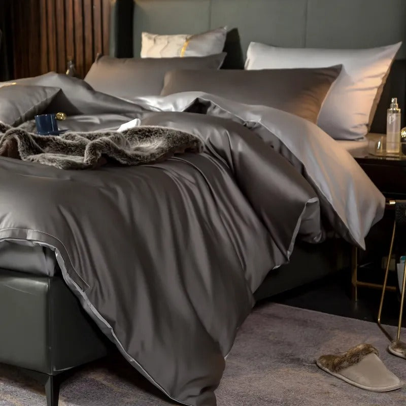 Bed Sheet Deep Grey Light Ultra Soft Egyptian Cotton Cover Double Size Set