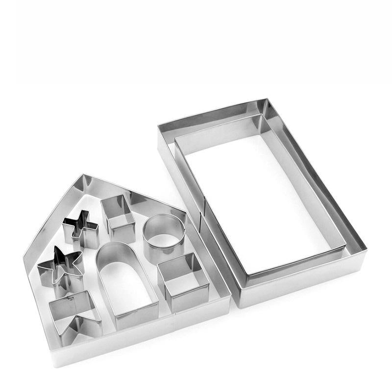 10Pcs 3D Gingerbread House Stainless Steel Christmas Cookie Cutters Set