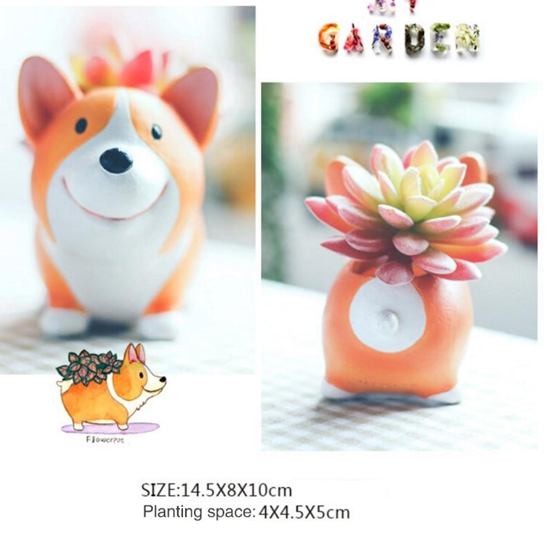Small Resin Corgi Succulent Flower Pot Mini Desktop Plant Holder