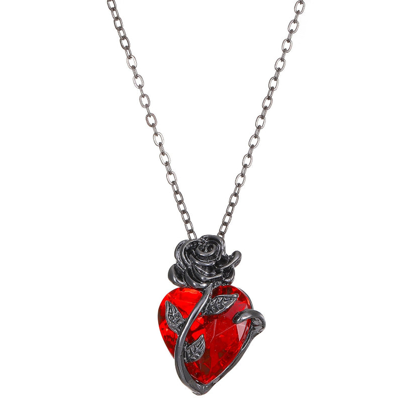 Punk Rose Love Necklace Fashion Personality Heart Shaped Clavicle Chain Pendant