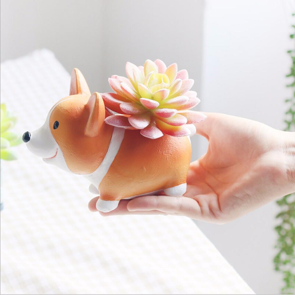Small Resin Corgi Succulent Flower Pot Mini Desktop Plant Holder