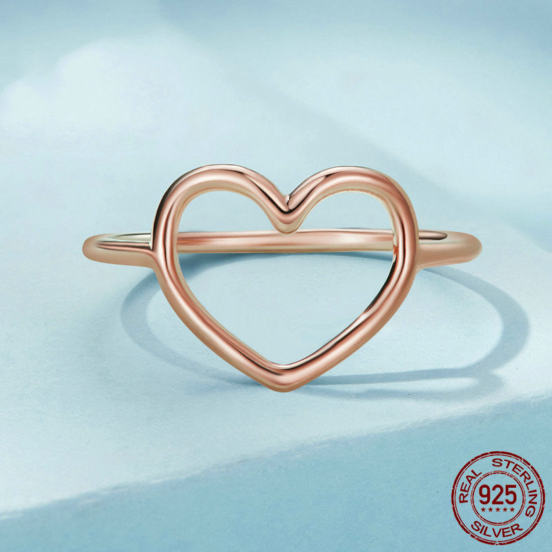 Veile Studios Hollow Plain Heart Rings Female S925 Sterling Silver 6 7 8 10 Dollars