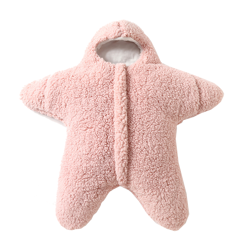 Baby Starfish Lamb Velvet Sleeping Bag Comfortable Newborn Male And Female Outing Winter Quilt Plus Cotton Thickening