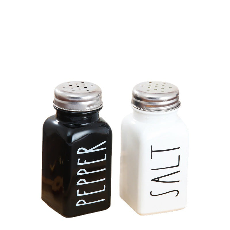 White Black Salt Pepper Shakers Seasoning Bottles