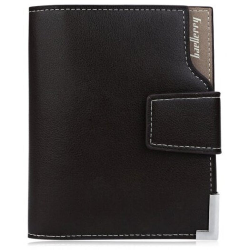 Baellerrymen Solid Color Hardware Slice Letter Zipper Hasp Short Vertical Wallet Coffee