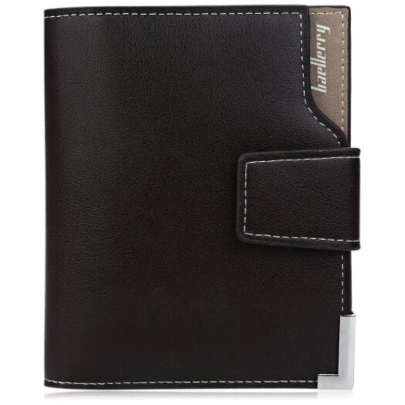 Baellerrymen Solid Color Hardware Slice Letter Zipper Hasp Short Vertical Wallet Coffee
