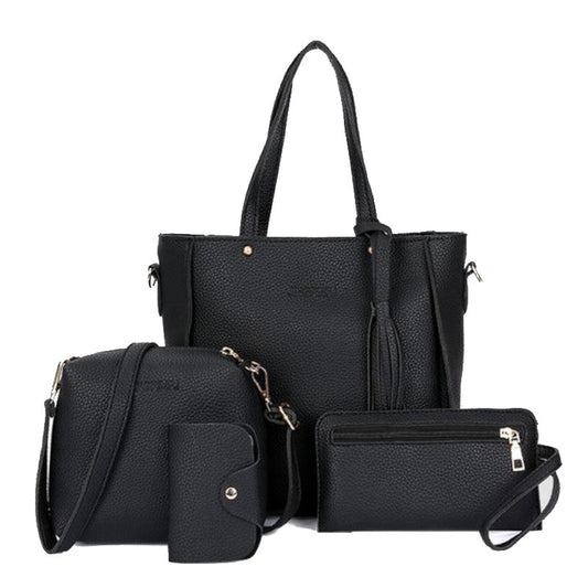 4 Pieces Faux Leather Handbag Set