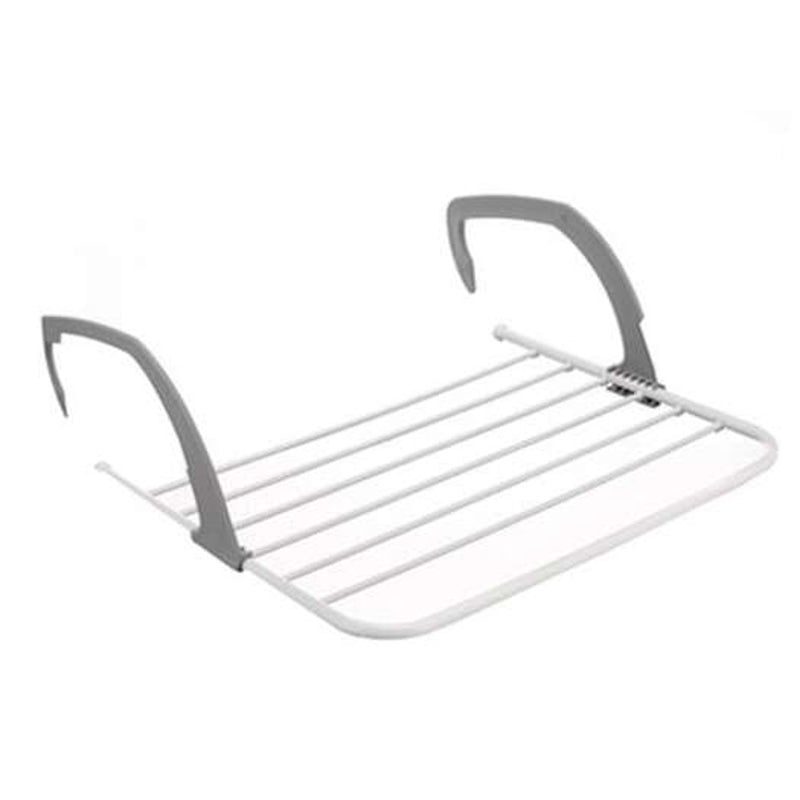 Balcony Indoor Outdoor Telescopic Clothes Pole Folding Drying Rack Gray Big Size