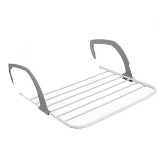 Balcony Indoor Outdoor Telescopic Clothes Pole Folding Drying Rack Gray Big Size